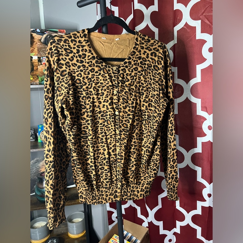 Leopard Print Cardigan Large